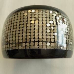 Iris Apfel & Bajalia Black & Sliver Chainmail Chunky Cuff Bracelet